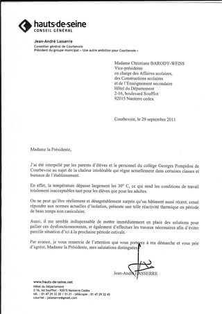 2011-09 Lettre C. BARODY-WEISS Collège Pompidou