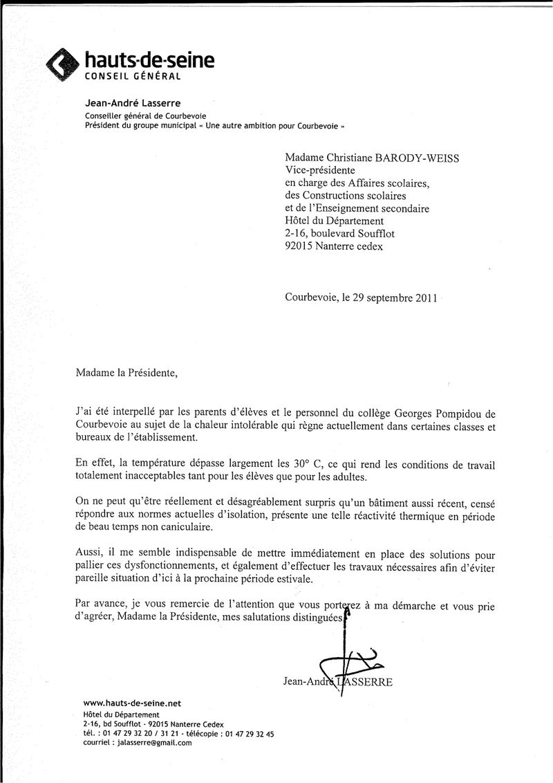 2011-09 Lettre C. BARODY-WEISS Collège Pompidou