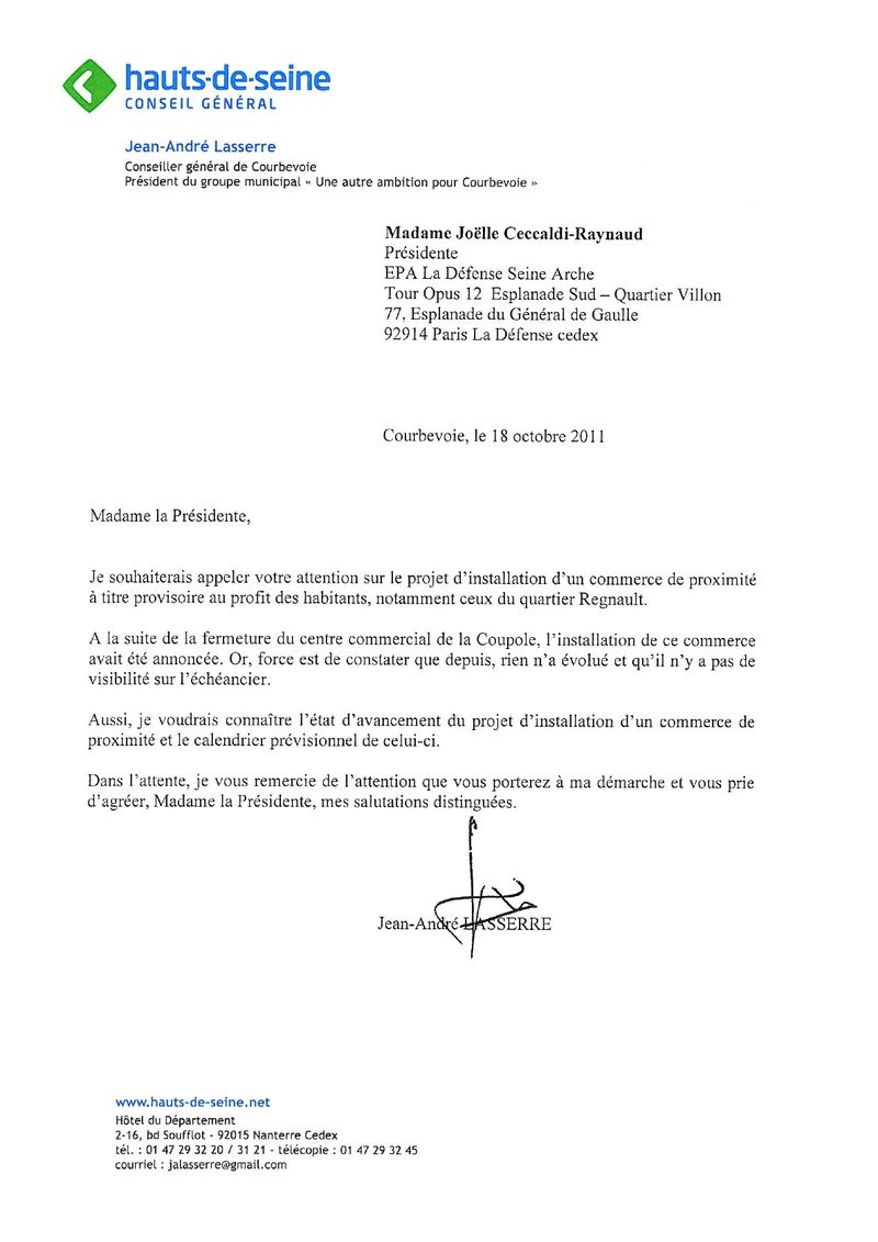 2011-10 Lettre EPADESA Commerce de proximité